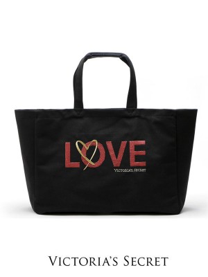 VCHB-278*VICTORIA'S SECRET SEQUIN LARGE SHOPPING BAG (BLACK)